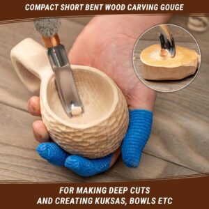 Bent Gouge Wood Carving Spoon Tool with Wooden Handle - Image 4