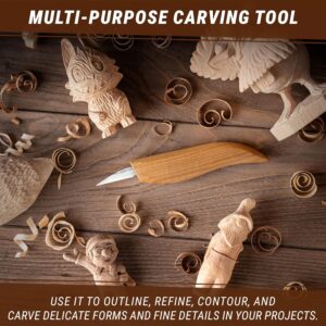 Ergonomic Wood Carving Detail Knife with Wooden Handle - Image 4