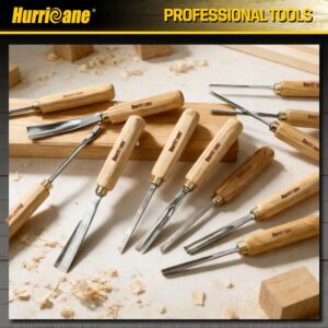 Hurricane 12-Piece Wood Carving Tool Set with Ash Wood Handles - Image 2