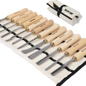 Hurricane 12-Piece Wood Carving Tool Set with Ash Wood Handles