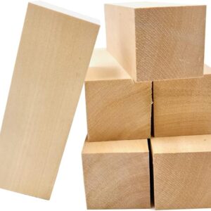 Six Piece Unfinished Basswood Carving Blocks [Wood Crafting Supplies] - Image 3