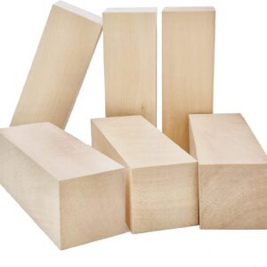 Six Piece Unfinished Basswood Carving Blocks [Wood Crafting Supplies]