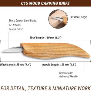 Wood Carving Detail Knife with Ergonomic Wooden Handle - Image 2