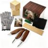 Wood Carving Knife Set with Safety Gloves and Practice Blocks