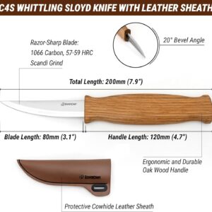 Wood Carving Sloyd Knife with Brown Leather Sheath - Image 3
