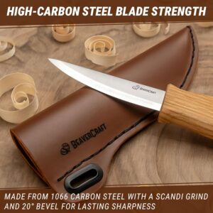 Wood Carving Sloyd Knife with Brown Leather Sheath - Image 6