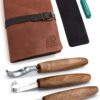 Wood Carving Tool Set with Leather Roll-Up Case