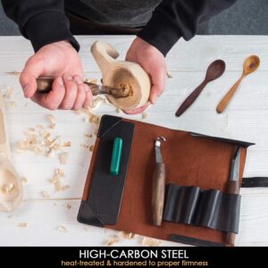 Wood Carving Tool Set with Leather Roll-Up Case - Image 4